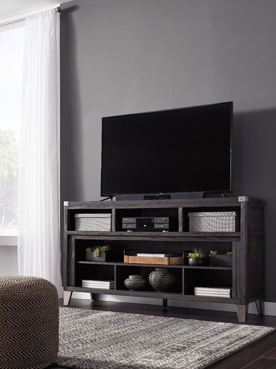 TODOE GRAY TV STAND WITH OPTIONAL FIREPLACE INSERT ...