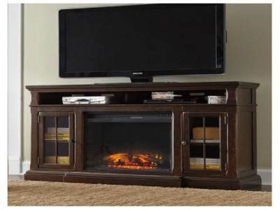 Roddinton Dark Brown Marble Tv Stand, Chanceen 60 Tv Stand With Fireplace