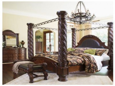 North S King Poster Canopy Bedroom, Ashley Canopy King Bed