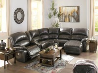 HALLSTRUNG GRAY MODULAR LEATHER POWER 6 PIECE RECLINING SECTIONAL W ADJUSTABLE HEADRESTS SIGNATURE DESIGN BY ASHLEY