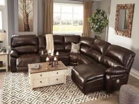 HALLSTRUNG CHOCOLATE MODULAR LEATHER POWER 6 PIECE RECLINING SECTIONAL W ADJUSTABLE HEADRESTS SIGNATURE DESIGN BY ASHLEY