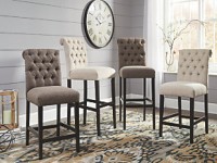 SET OF 2 TRIPTON UPHOLSTERED TUFTED BAR STOOLS COUNTER OR BAR HEIGHT