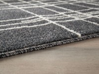 ABSTRACT SPINDLED CROSS-HATCHED DESIGN MUTED BLACK RUG 2 SIZES