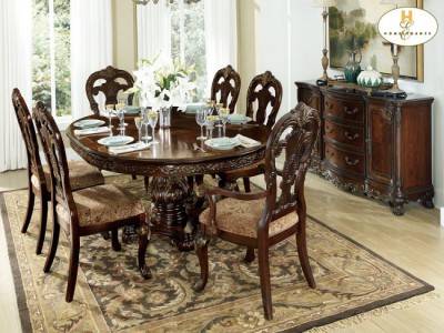 Deryn Park Cherry Finish Round Dining, Round Formal Dining Table Set For 6