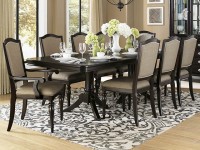 MARSTON RECTANGULAR DINING SET WITH CLIPPED CORNERS AND UPHOLSTERED CHAIRS WITH TURNED LEGS