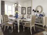 ORSINA SILVER DINING SET WITH MIRRORED TABLE APRON
