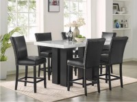 IRIS FAUX MARBLE COUNTER HEIGHT DINING SET WITH BLACK CHAIRS