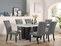 IRIS FAUX MARBLE  DINING SET WITH SILVER CHAIRS