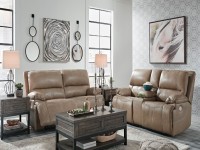 RICMEN PUTTY LEATHER POWER RECLINING SOFA AND LOVE SEAT SET BY ASHLEY