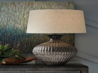 1 MAGAN TEXTURED METAL TABLE LAMP IN BRONZE TONE SIGNATURE DESIGN BY ASHLEY
