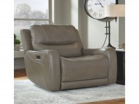 GALAHAD SANDSTONE GENUINE LEATHER POWER RECLINER WITH MASSAGE AND HEAT SIGNATURE DESIGN BY ASHLEY