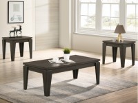 DELLA 3 PIECE GRAYISH BROWN COFFEE TABLE SET WITH WIDE TAPERED LEGS