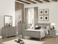 GRAY LOUIS PHILIP LACEY SLEIGH BEDROOM SET TWIN / FULL