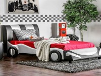 SUPER RACER SILVER AND BLACK RACE CAR BED TWIN / FULL