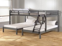LISBETH GRAY FULL SIZE LOFT BED WITH 2 TWIN BEDS