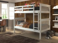 SOLID WOOD WHITE TWIN OVER TWIN BUNK BED