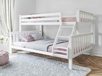 WHITE  SOLID WOOD TWIN OVER FULL BUNK BED