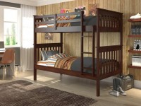 ELLIOTT CAPPUCCINO SOLID WOOD TWIN OVER TWIN BUNK BED