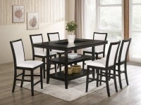 CONDOR COUNTER HEIGHT ESORESSI BROWN DINING SET WITH 6 WHITE BONDED LEATHER CHAIRS