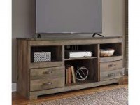 TRINELL BROWN 60 INCH TV STAND WITH OPTIONAL FIREPLACE