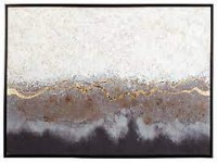 LARGE FREEFORM HAND PAINTED WALL ART IN SHADES OF BLACK, WHITE, GRAY AND GOLD HANG VERTICALLY OR HORIZONTALLY