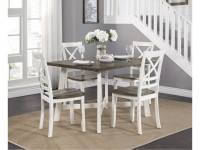 TROY ANTIQUE WHITE 5 PIECE DINING SET WITH CHERRY TABLETOP