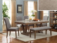 VESPER GENUINE MARBLE RECTANGULAR 5 PIECE DINING SET WITH UPHOLSTERED CHAIRS